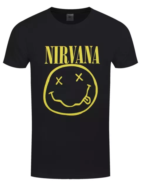 Nirvana T-shirt Yellow Smiley Men's Black