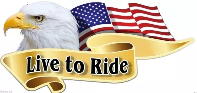 Live To Ride Eagle Flag 4.5" Toolbox Bumper Helmet Made In Usa Sticker Decal