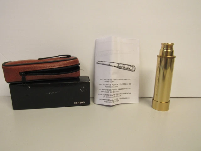 Pocket Brass Hand Held Telescope 25 x 30 m/m w/Orig. Box & Instructions