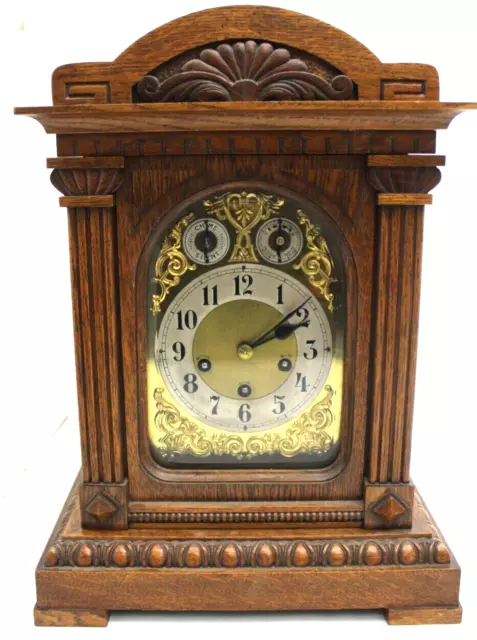 Antique German Solid Oak Cased Westminster Chime Bracket Clock, Fully Serviced