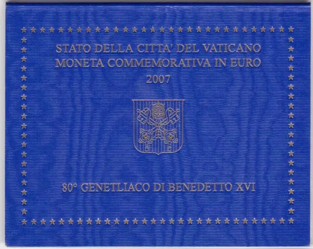 2007 Ciudad del Vaticano - 80 Genetliaco de Benedicto XVI, 2 euros en carpeta -