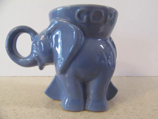 1970 Frankoma Mug Blue Elephant GOP Republican Political Mug Pottery Vtg Cup