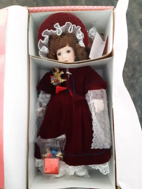 Paradise Galleries Treasury Collection Porcelain “Noelle” Christmas Doll - New