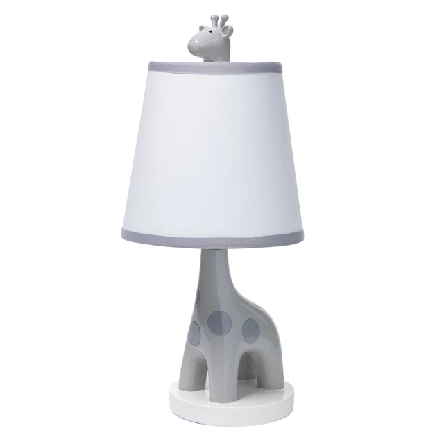 LAMBS & IVY Giraffe and a Half Gray/White Nursery Lamp with Shade and
