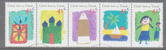 Cocos (Keeling) Islands 1998 Festive Season cancelled to order strip 5 stamps.