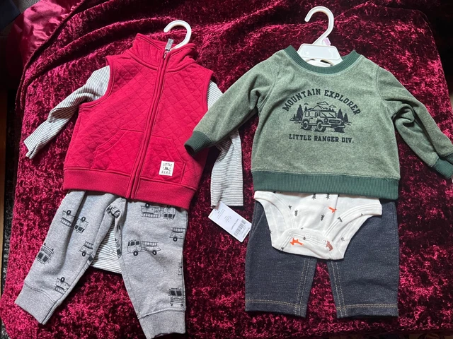 NEW with Tags! CARTER'S Baby Boy Clothes 3 Piece Sets Lot of 2 Size 9 months