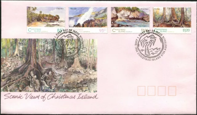 1993 Christmas Island Scenic Views Of Christmas Island Set Of 4 FDC, VGC