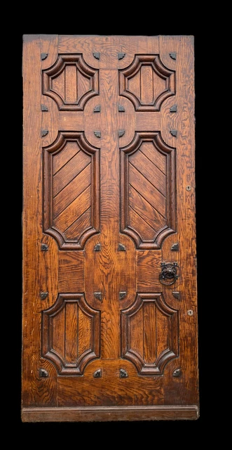 Grand Large Solid Oak Front Door Old Period Antique Reclaimed  1860 Wrought Iron