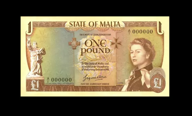 Reproduction Rare Government of Malta 1 Pound 1949 1963 Banknote Queen