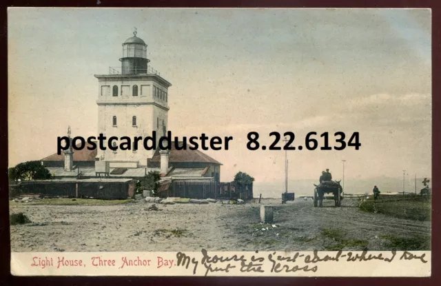 SOUTH AFRICA Cape Town Postcard 1906 Three Anchor Bay Lighthouse