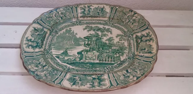 Bandeja cerámica Sargadelos , 3° época. 1845- Color verde. 2