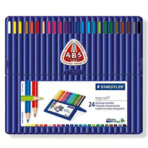 Staedtler Ergosoft Colored Pencils, Set of 24 Colors in Stand-up Easel Case