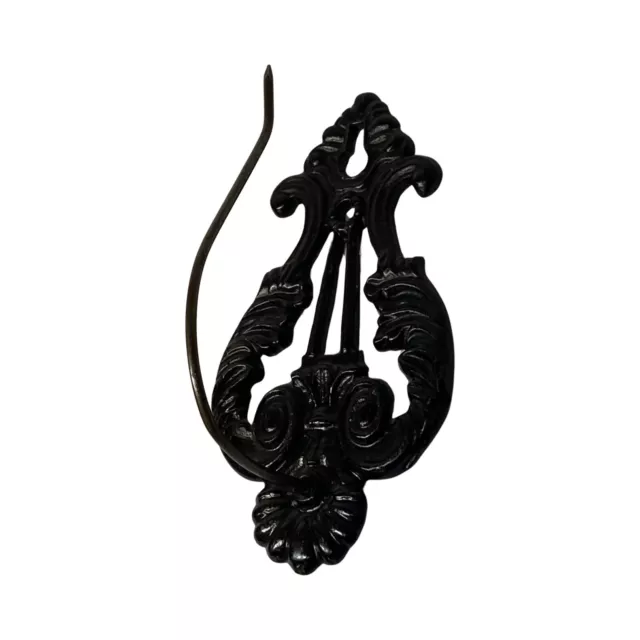 Vintage Antique Victorian Black Cast Iron Wall Receipt Holder Note Nail Hook