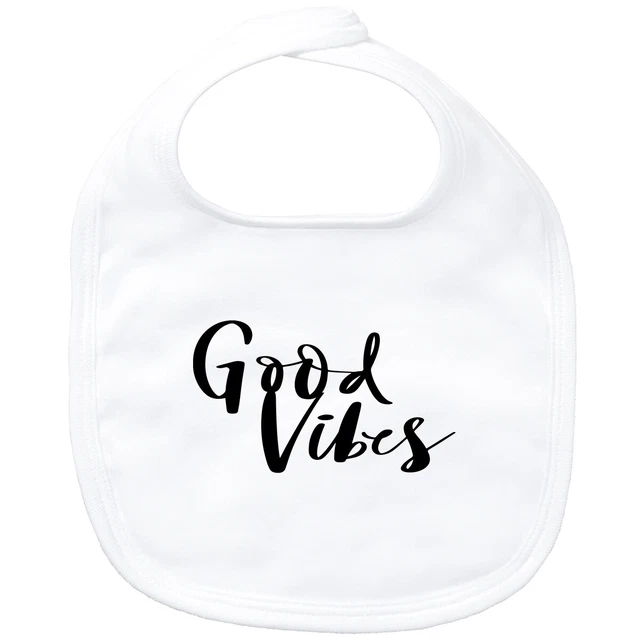 Bavaglino bambino Good Vibes scritta idea regalo souvenir compleanno Natale