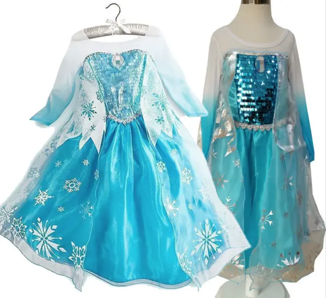Costume cosplay principessa congelato regina Anna Elsa bambina festa abito elegante 2