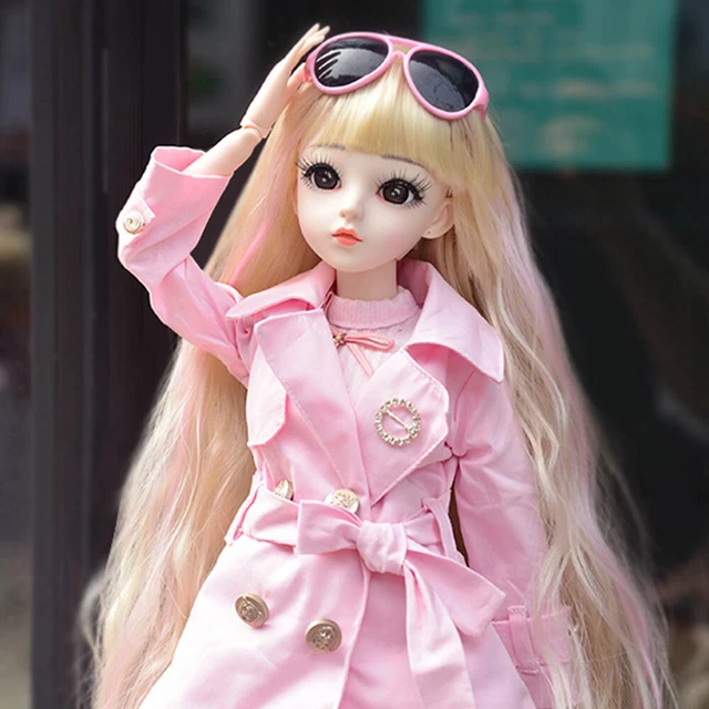 1/3 BJD Doll 18 Ball Joints Girl Body with Full Set Outfits Face Makeup Kids Toy
