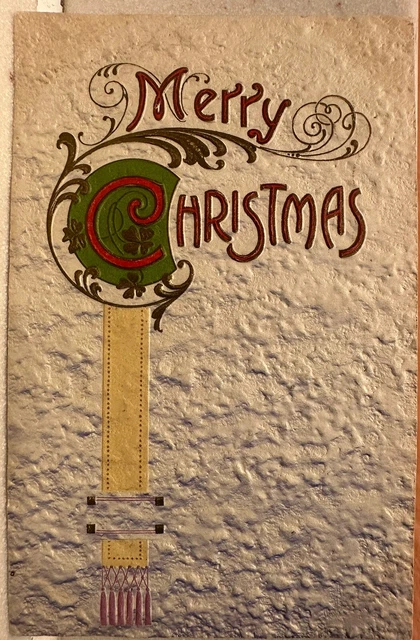 1910s Vintage Christmas Postcard- Merry Christmas, Ombré, Very Embossed