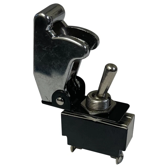 HEAVY DUTY ON Off Metal Toggle Switch 25A 12V & Chrome Switch Flip Up