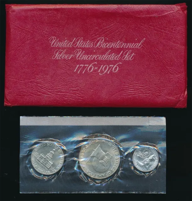 USA: 1776 -1976 US Bicentenary - 25c, 50c, $1 Silver Uncirculated Mint Set