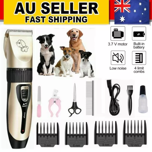 Pet Dog Electric Hair Trimmer Shaver Kit Clippers Grooming Clippers Cordless AU