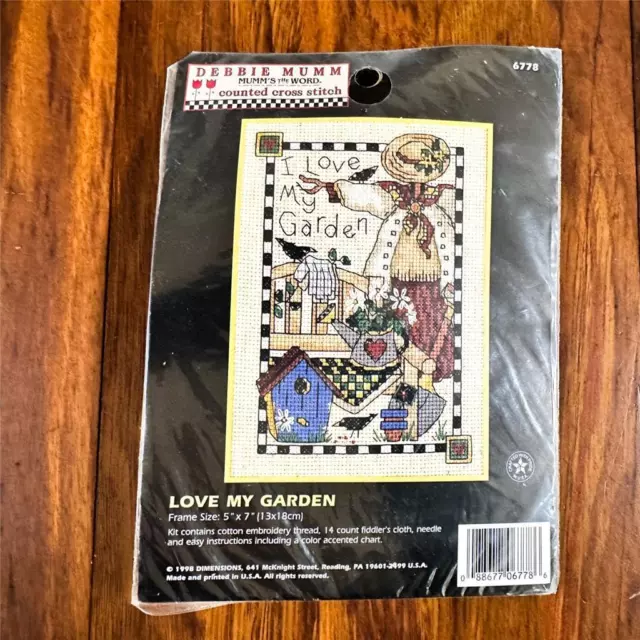 'I Love My Garden' Counted Cross Stitch Kit DIMENSIONS Vintage #6778 Debbie Mumm