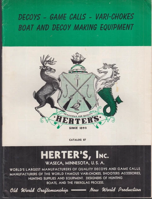 Herter's Decoys & Game Calls Catalog #87 1952 shotgun chokes &c Herter's Decoys & Game Calls Catalog #87 1952 shotgun chokes &c