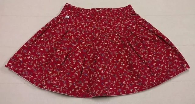 Girl's Kid's *McKIDS* Denim Jean Skirt 100% Cotton Red Floral Flowers Size 6 2