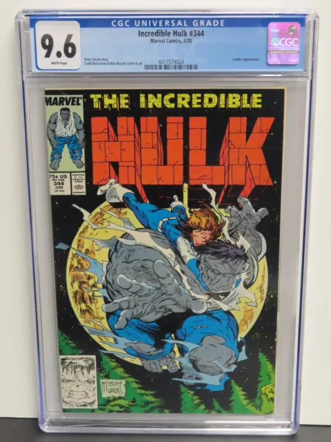 1988 Marvel Comics Incredible Hulk #344 Leader Appearance White Pages CGC 9.6