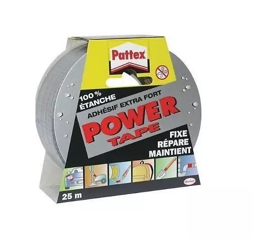 RUBAN ADHESIF EXTRA FORT GRIS 25 M POWER TAPE PATTEX resiste pression ETANCHE