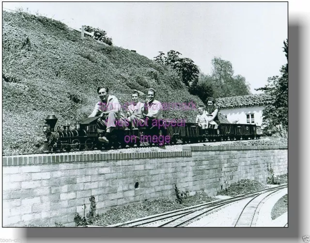 Walt Disney 1940's riding the Lilly Belle backyard Steam Train NEW 8x10 photo