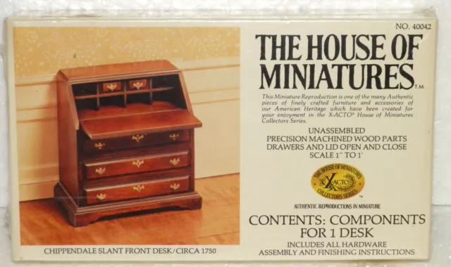 Dollhouse Furniture Kit The House of Miniatures Chippendale Slant Front Desk