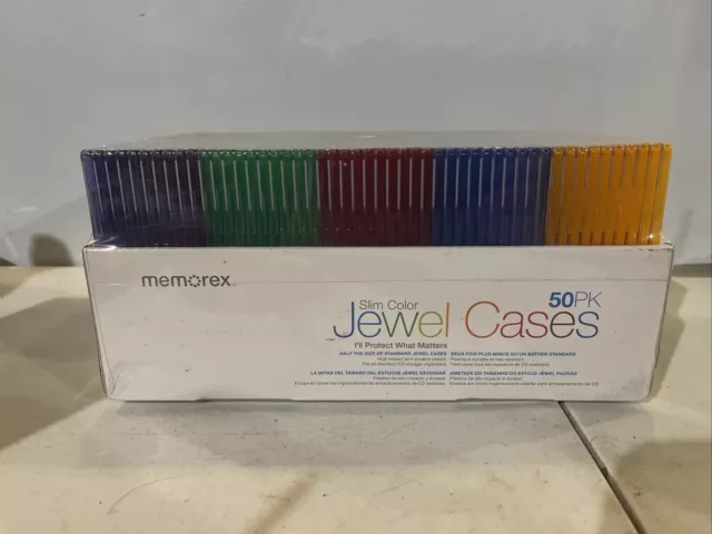 Memorex 50 Pack Jewel Cases Slim Clear CD DVD Brand New FACTORY SEALED