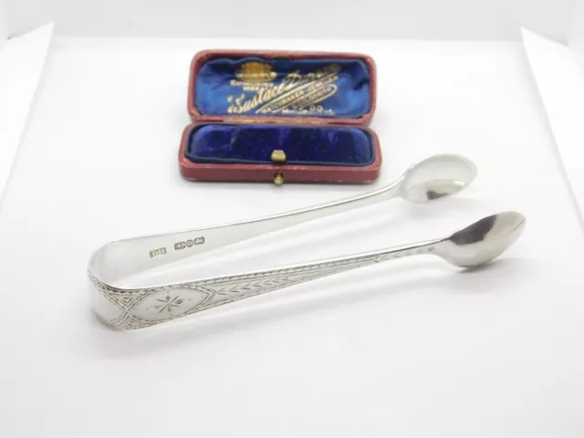 Victorian Sterling Silver Floral Pattern Sugar Tongs 1894 Birmingham Antique