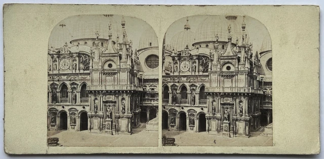 Italien Venedig Basilika Wohl Markusplatz c1865 Foto Stereo Vintage Albumin P78n