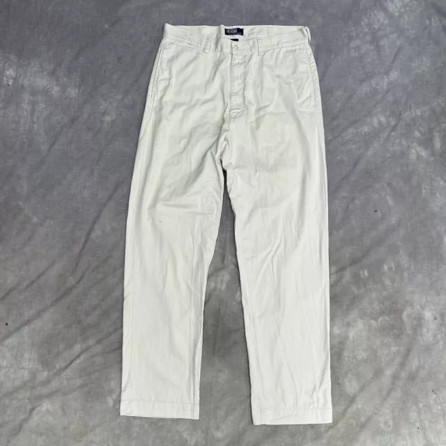 Vintage Polo Ralph Lauren Phillip Pant Trousers Mens 36 Cream Cotton Casual Tall