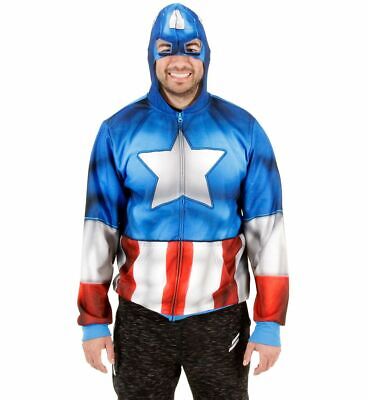 Adult Men's Marvel Superhero Captain America Fleece Zip Hoodie and Backpack