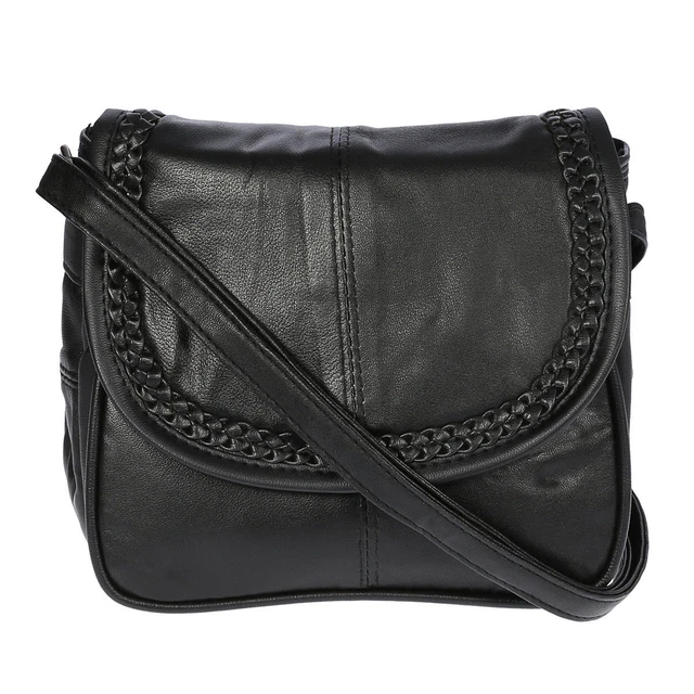 Petit Femmes Cuir Véritable Sac à Bandoulière Sac Noir Neuf