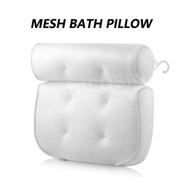 Breathable 3D Mesh Spa Bath Pillow with 6 Suction Cups Neck & Back Support AU 2