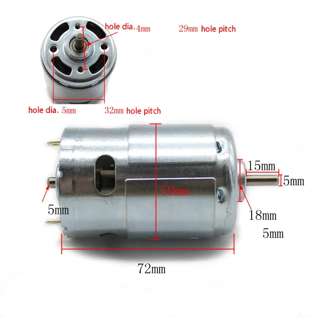895 DC Motor Large Torque Electric Motors 12V 5000 rpm 24V 10000 rpm Shaft φ 5mm 2
