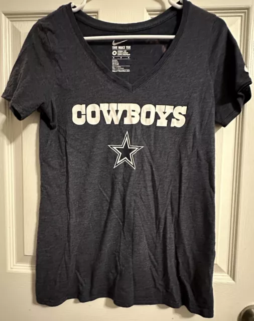 Nike Tee Shirt Womens Medium Dallas Cowboys NFL Athletic Cut V Neck