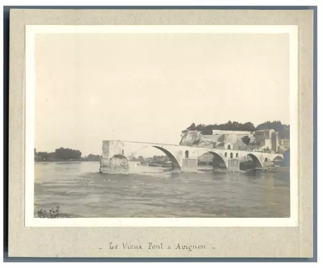 France, Le Vieux Pont à Avignon Vintage Silver Print. Silver Print 8,
