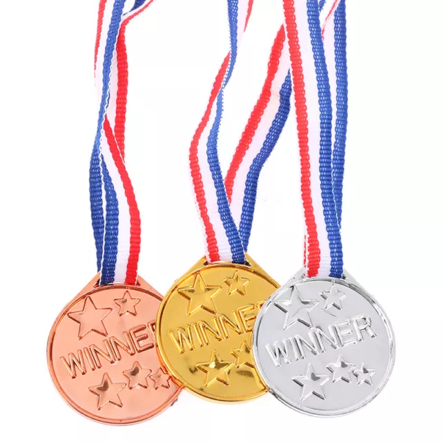 3Pcs Gold Silver bronze Plastic Winners Medals Sports Day Party Supplies Rewa F1