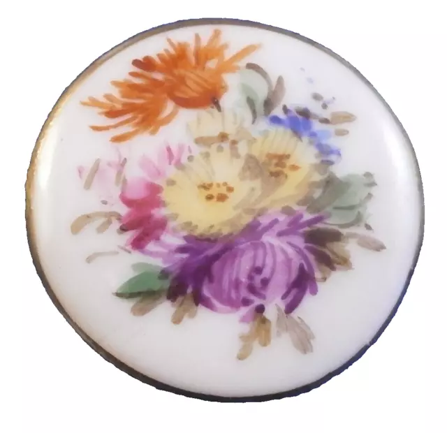 Ancien 19thC Meissen Porcelaine Floral Bouton Reutter Porzellan Knopf Allemand