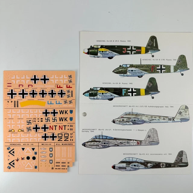 MESSERSCHMITT ME410 HENSCHEL Hs129 Decals ESCI Milano