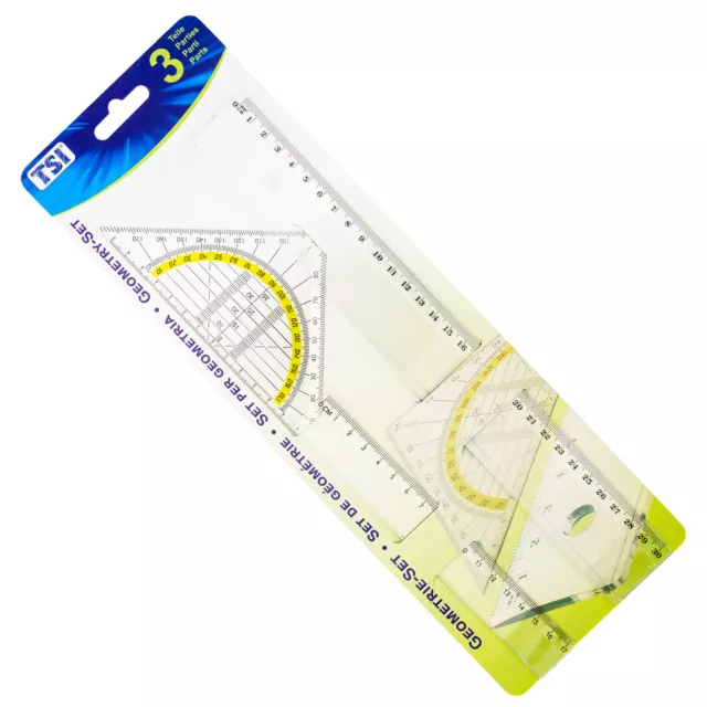 Zeichendreieck Parabel Geodreieck Lineal Geometrie 3teilig Mathematik Schule neu