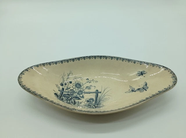 Sarreguemines Tsarine Ravier Faïence Art Nouveau Fleurs Papillons
