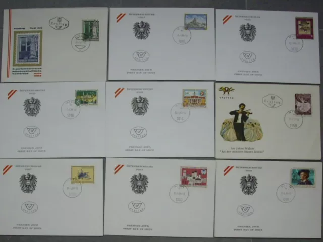 Österreich, kleines Lot ältere FDC (9 Briefe)