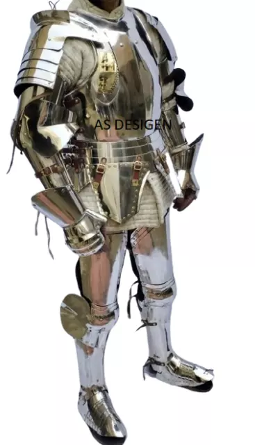 Medieval Knight Crusader Full Steel Suit of Armor Wearable Costume LARP armor