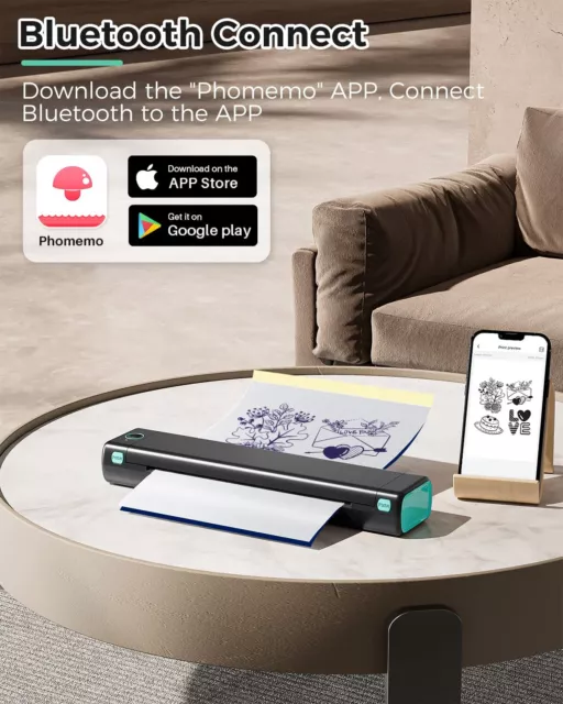 Phomemo M08F Bluetooth Wireless A4 Printer Brother PJ-722 PJ-763 Matrices Tattoo 2