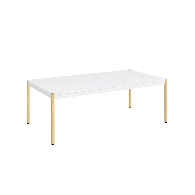 Table Basse En Fer Forgé Martelé Et Plateau Marbre - Doré à L'or Fin - XXème